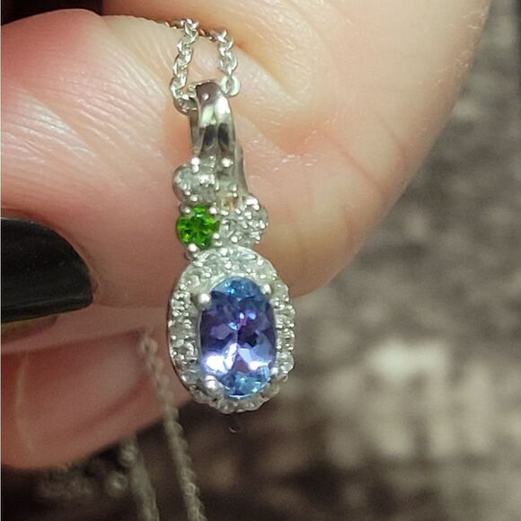 AAA Tanzanite & Multi Gemstone Halo Ring & Pendant Necklace - Picture 4 of 16